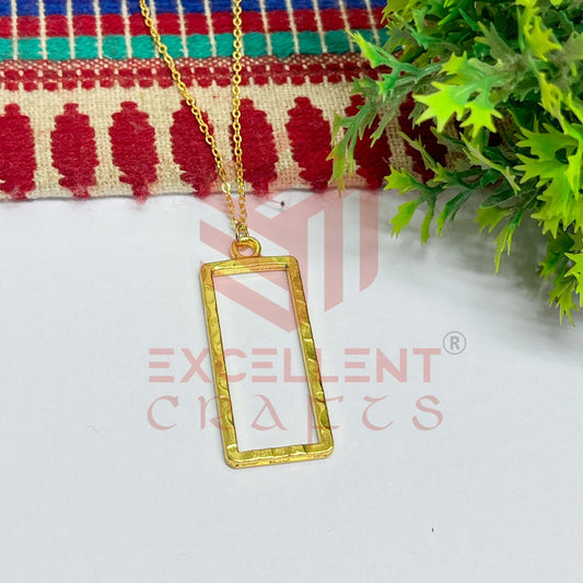 Long Rectangle Pendant with Chain