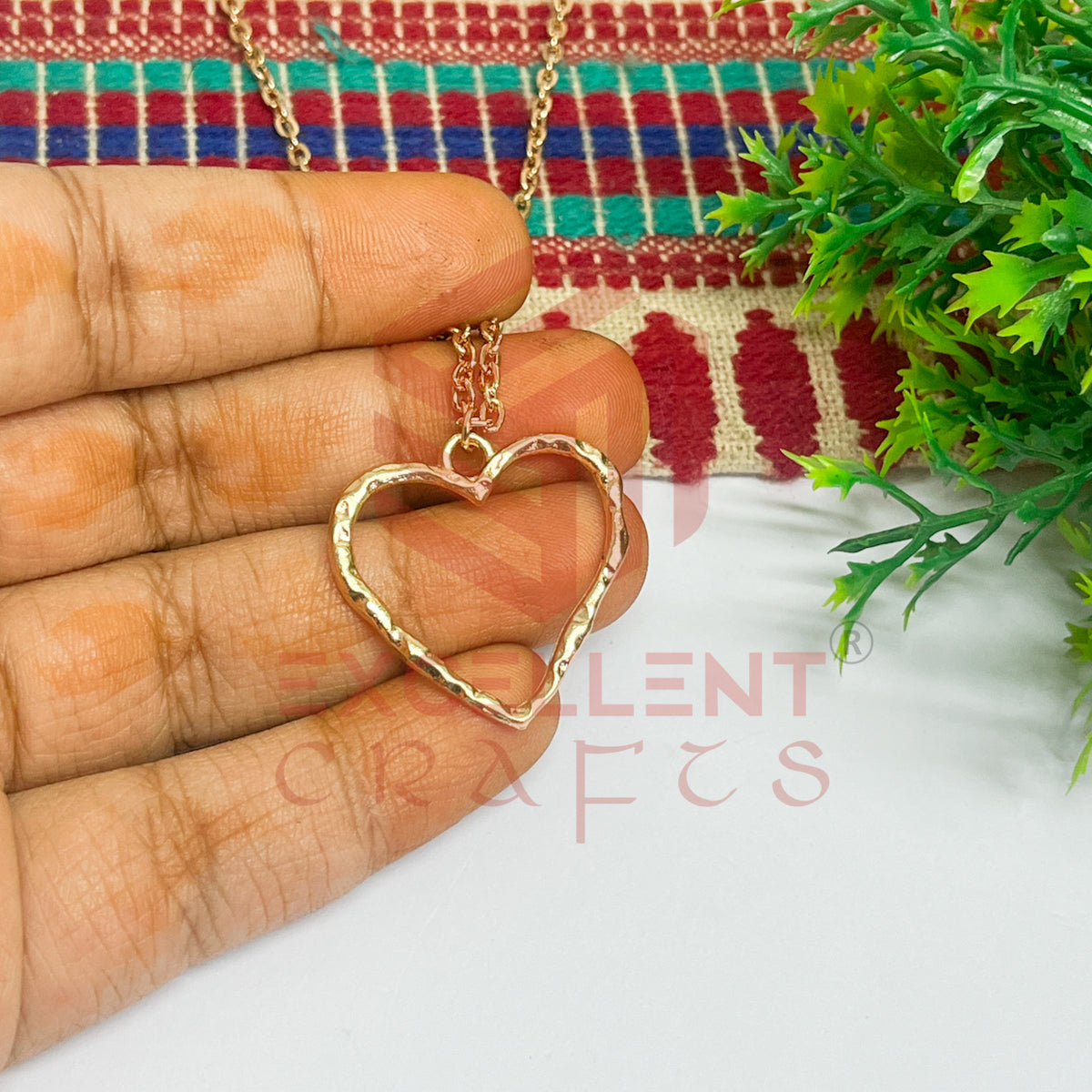Heart Textured Pendant with Chain