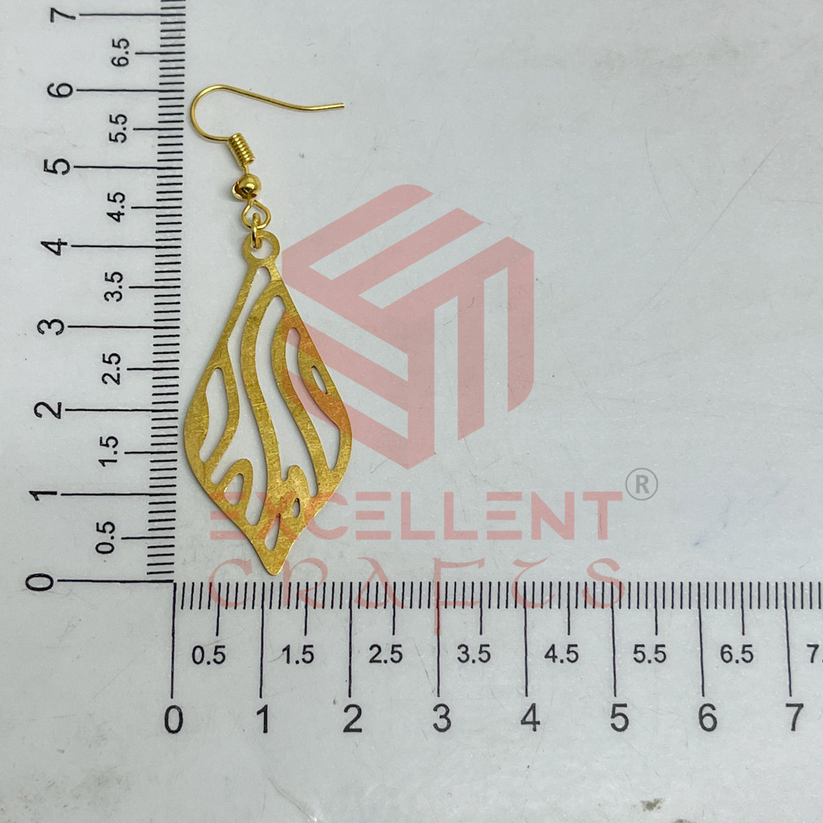 Petal Shape with Wavy Design Brass Charm Earrings