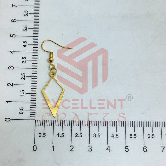Double Dimaond Pattern Brass Charm Earrings