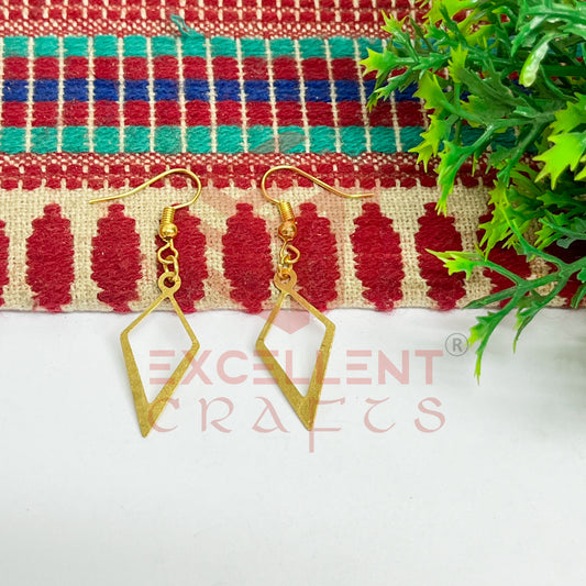Double Dimaond Pattern Brass Charm Earrings