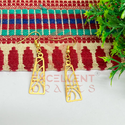 Trapezium Jhali Design Brass Charm Earrings