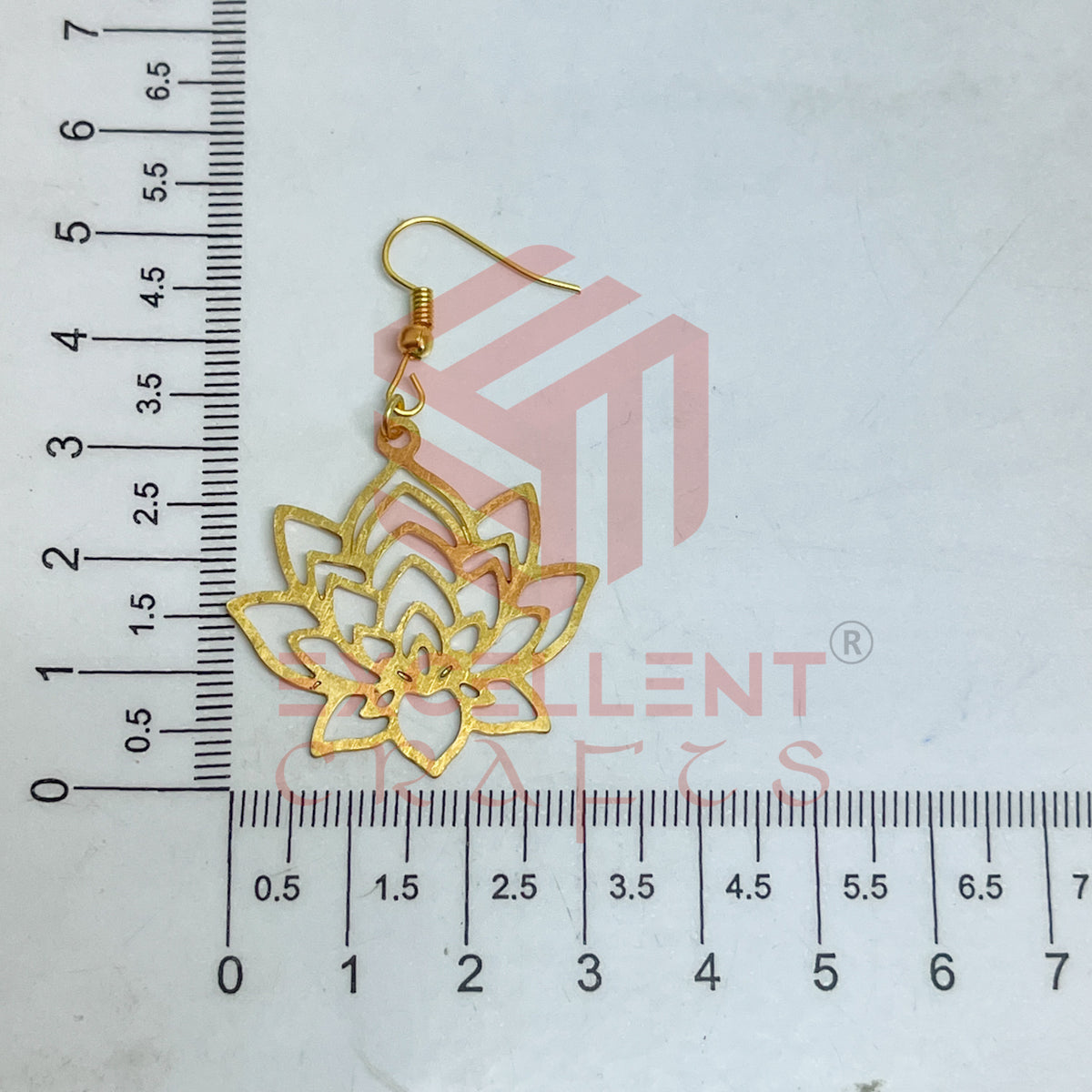Layered Lotus Flower Brass Charm Earrings