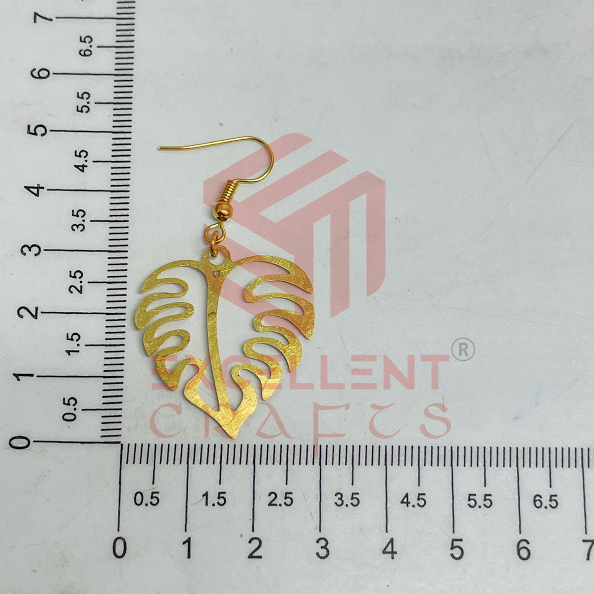 Leaf Pattern Brass Charm Earrings