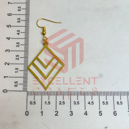 Diamond Shape Brass Charm Earrings