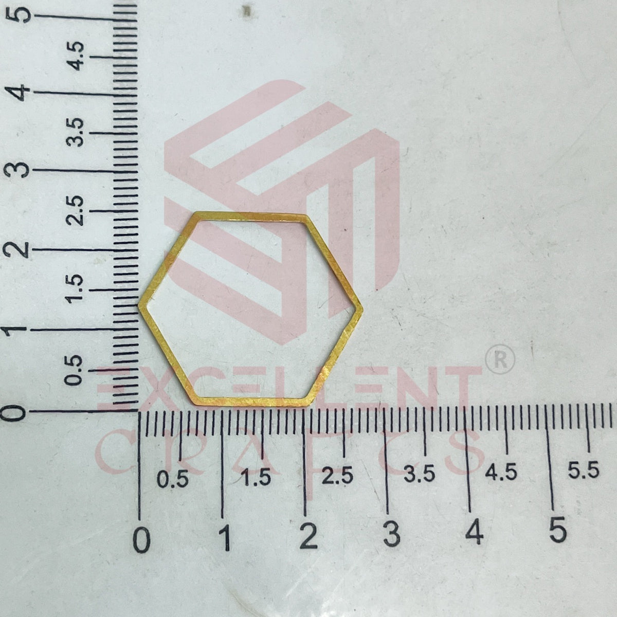 24x28mm Hexagon Shape Brass Bezel Charm- Gold
