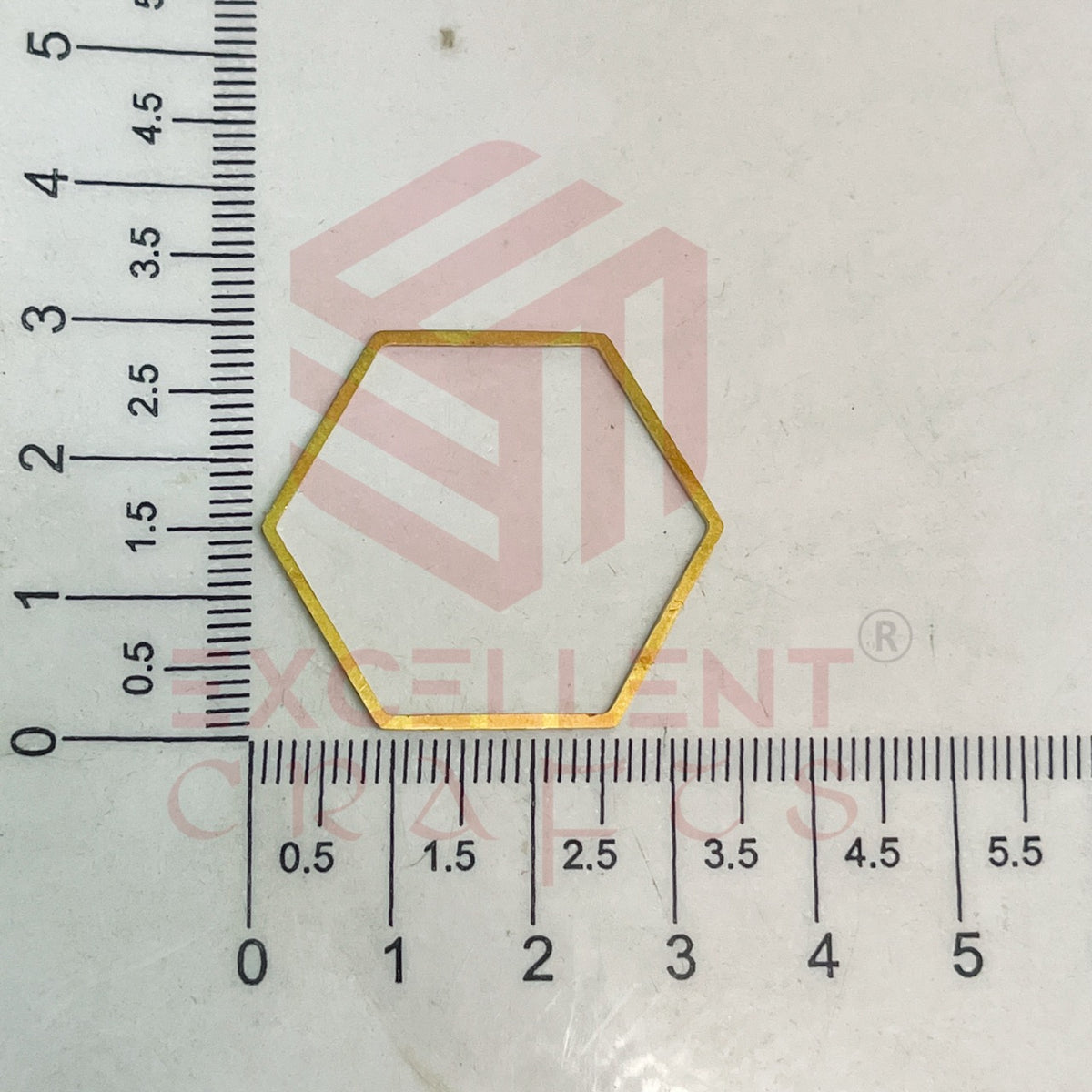 30x34mm Hexagon Shape Brass Frame - Gold