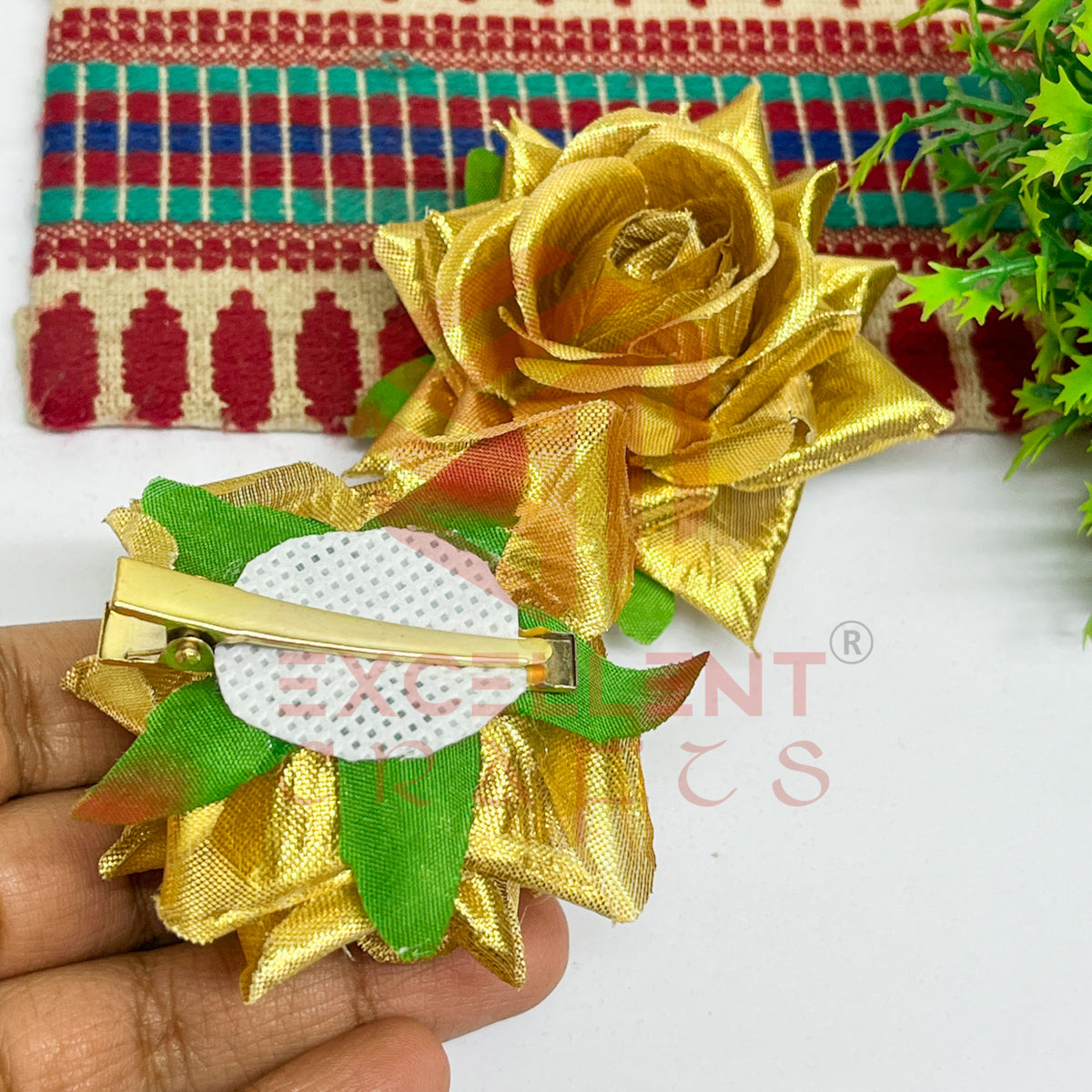Hair Clip Artificial Flowers-HC-HA-7cm-12 (2pc Pack)