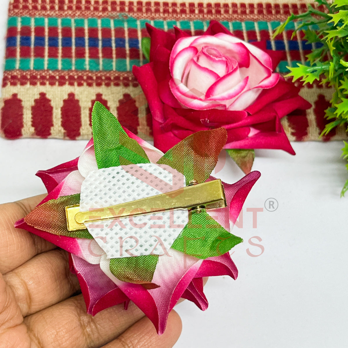 Hair Clip Artificial Flowers-HC-HA-7cm-5 (2pc Pack)