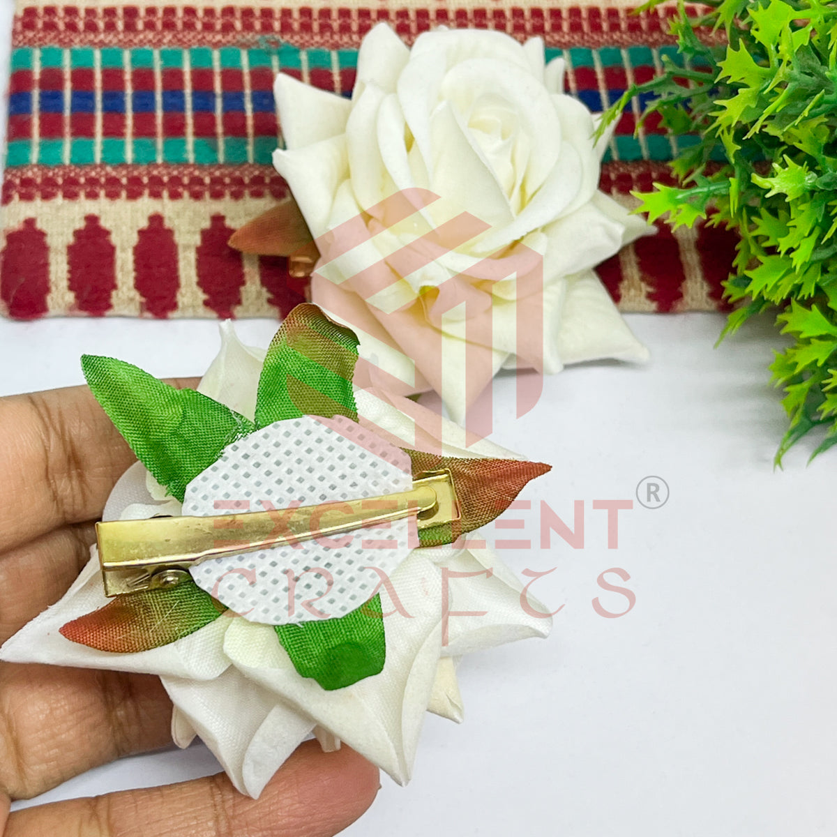Hair Clip Artificial Flowers-HC-HA-7cm-9 (2pc Pack)