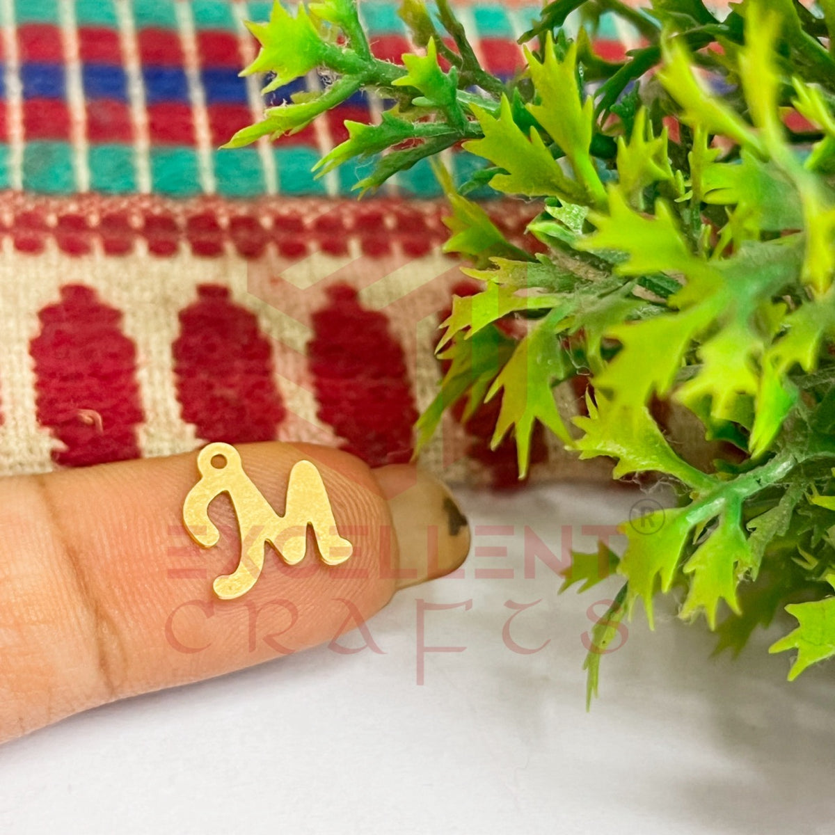 12mm Raw Brass Alphabet Charms - Letter M