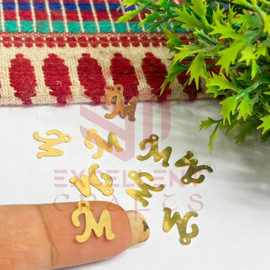 12mm Raw Brass Alphabet Charms - Letter M