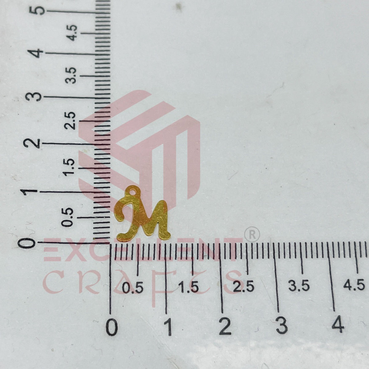 12mm Raw Brass Alphabet Charms - Letter M