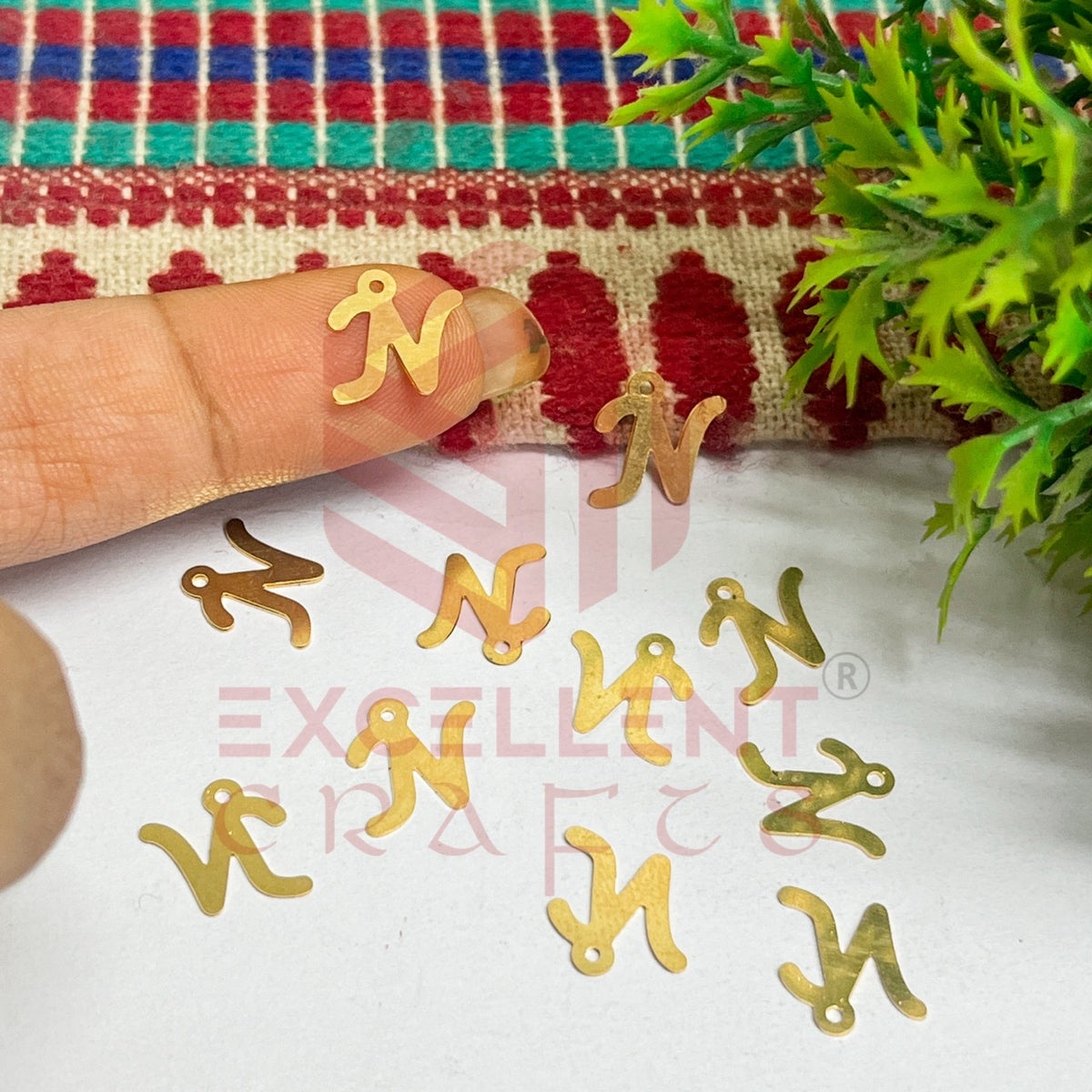 12mm Raw Brass Alphabet Charms - Letter N