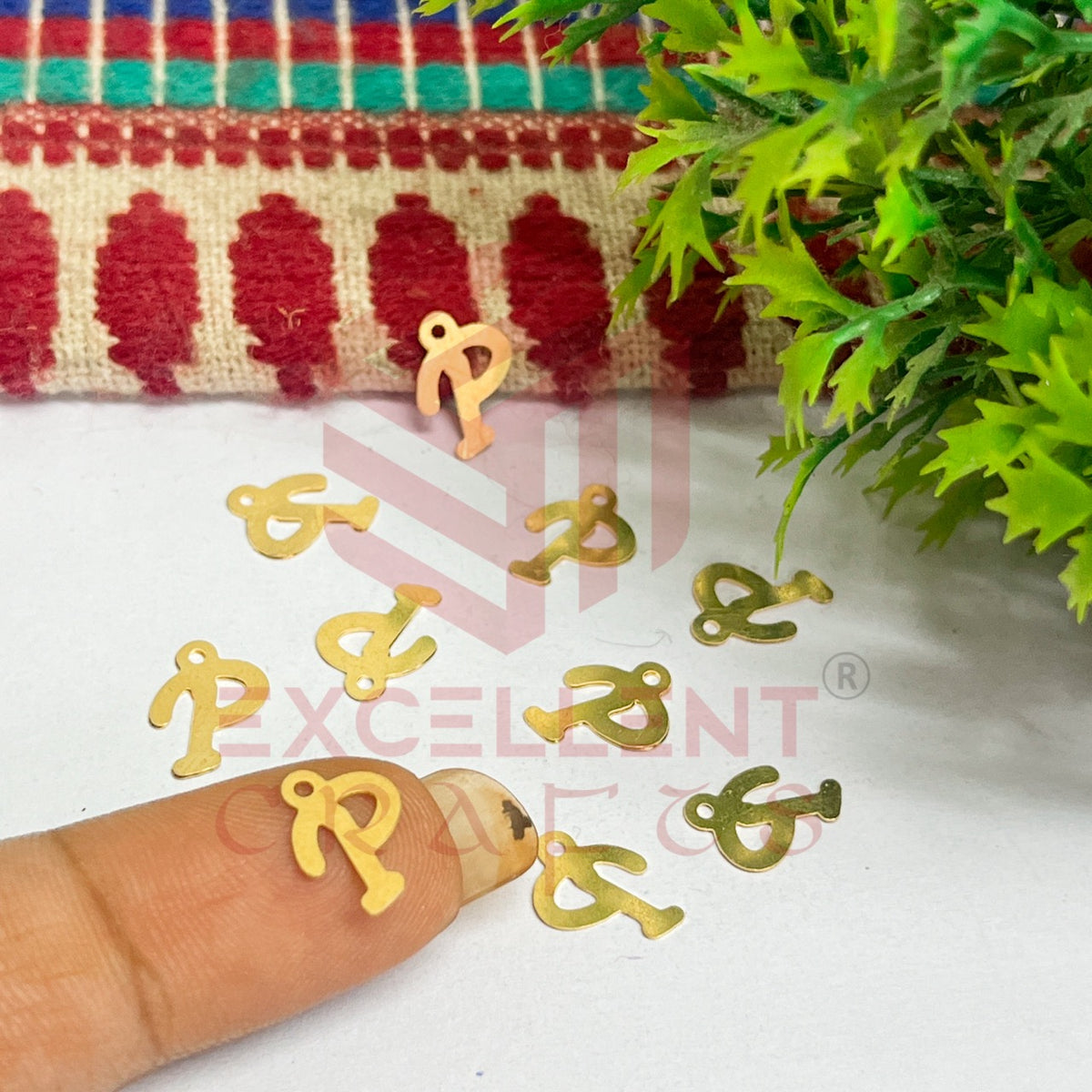 12mm Raw Brass Alphabet Charms - Letter P