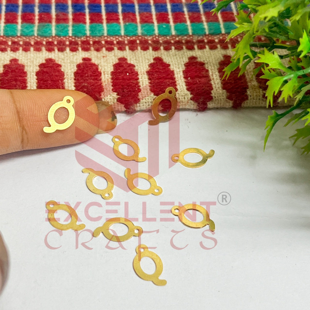 12mm Raw Brass Alphabet Charms - Letter Q