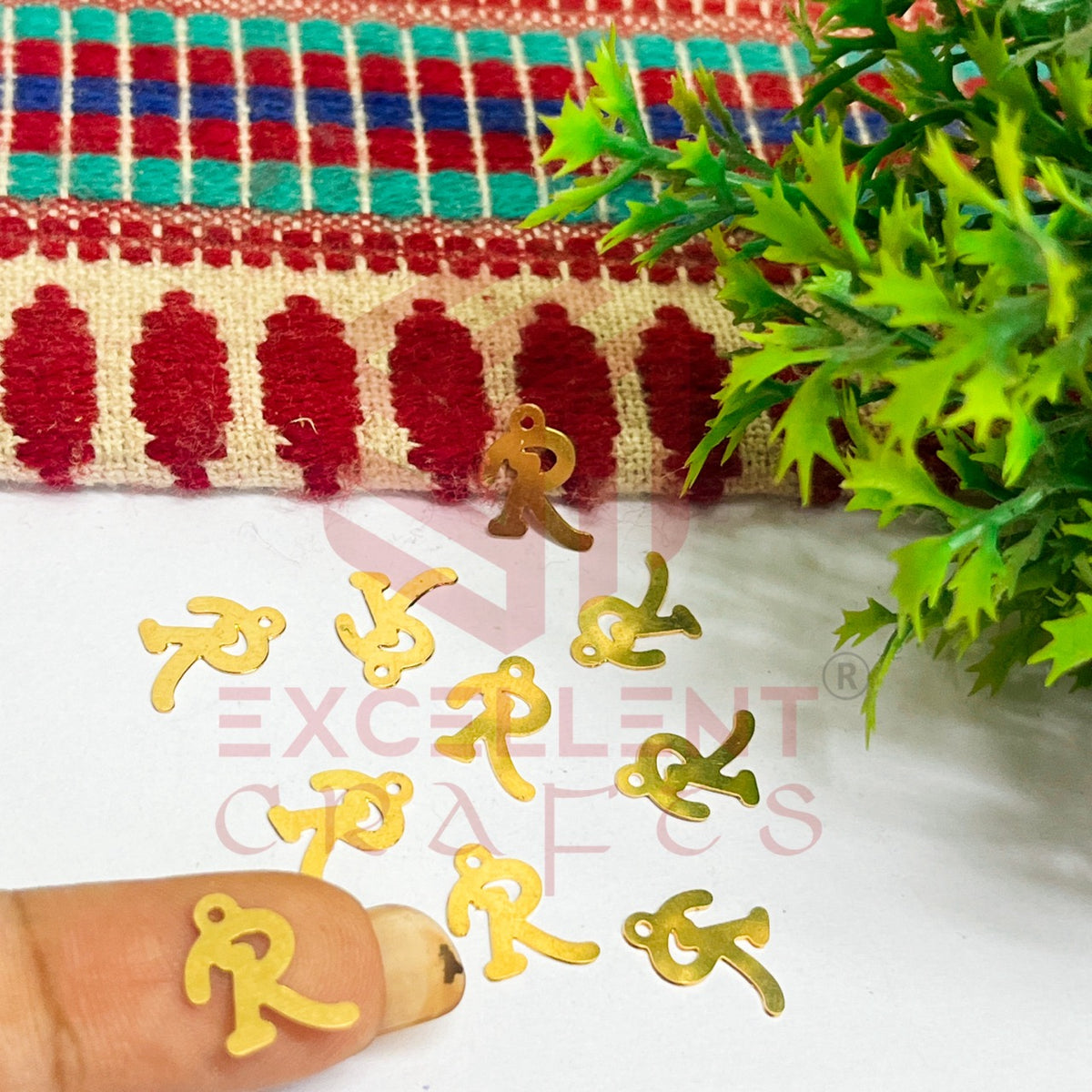 12mm Raw Brass Alphabet Charms - Letter R