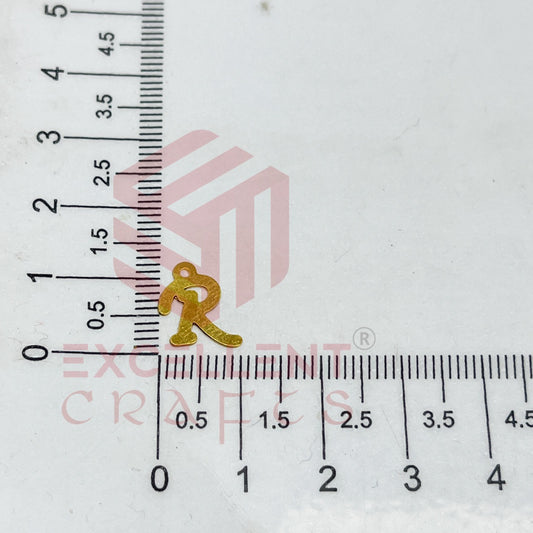 12mm Raw Brass Alphabet Charms - Letter R
