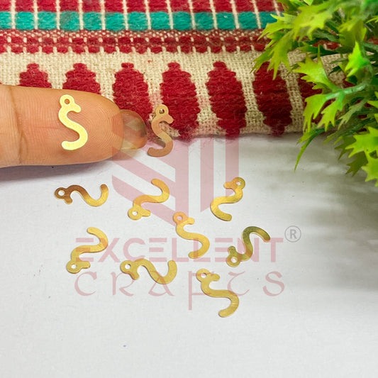 12mm Raw Brass Alphabet Charms - Letter S