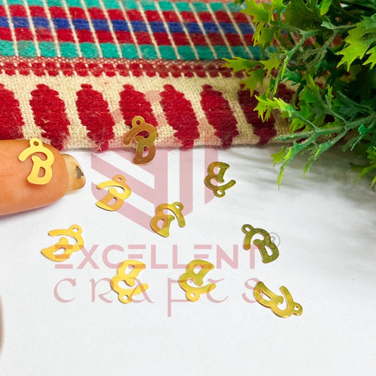 12mm Raw Brass Alphabet Charms - Letter B