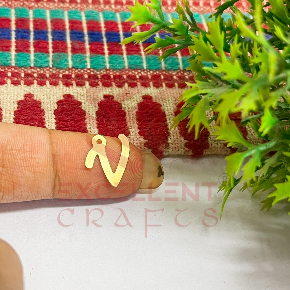 12mm Raw Brass Alphabet Charms - Letter V
