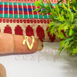 12mm Raw Brass Alphabet Charms - Letter V