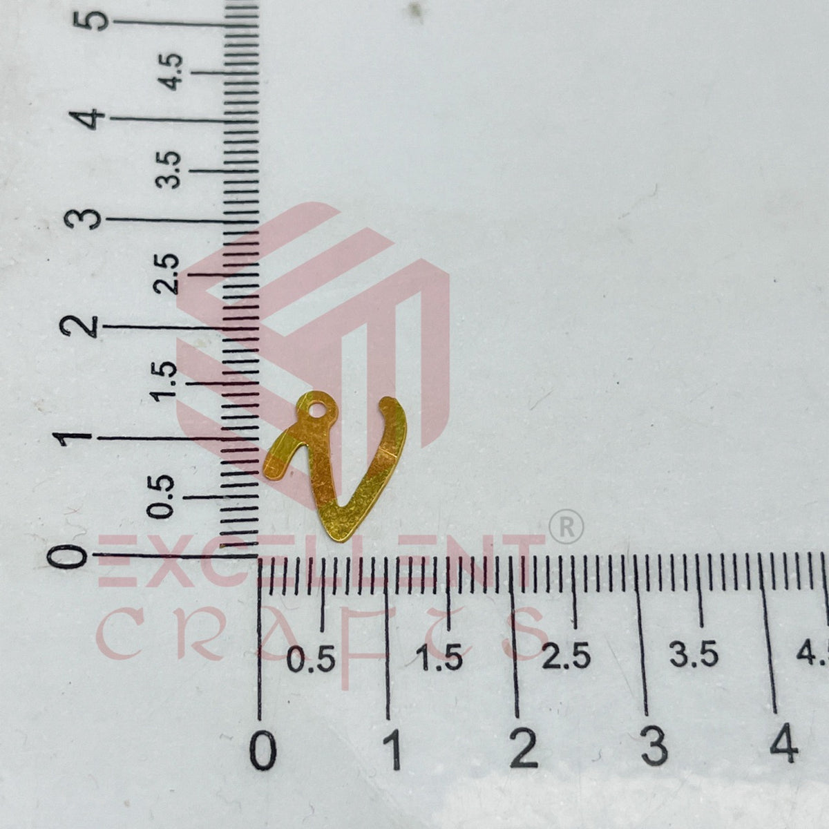 12mm Raw Brass Alphabet Charms - Letter V