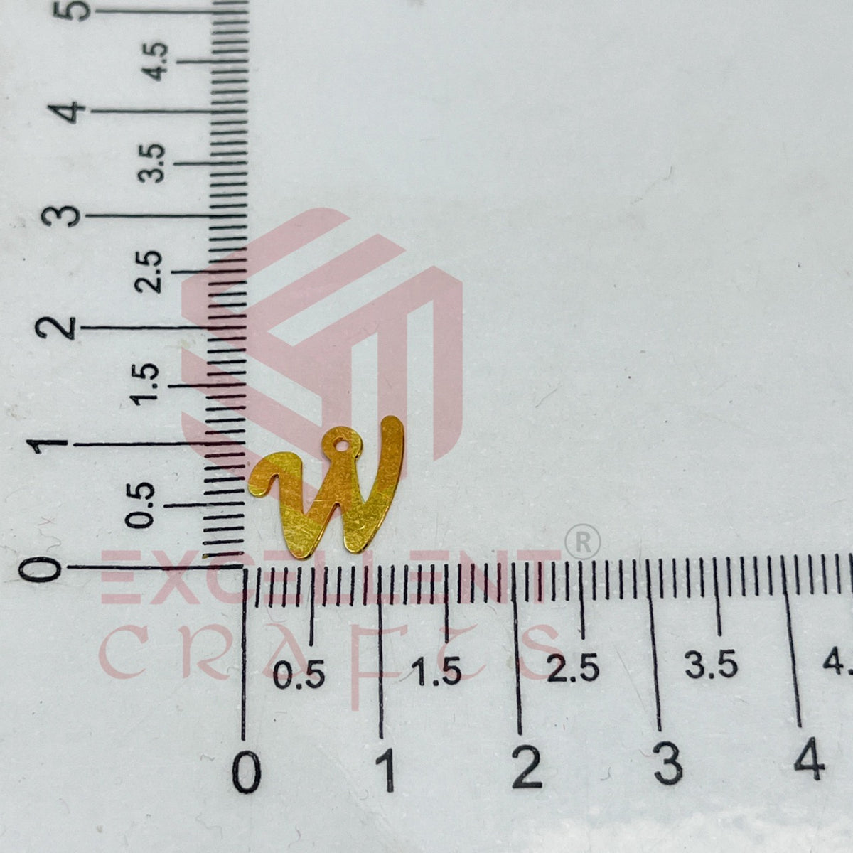 12mm Raw Brass Alphabet Charms - Letter W