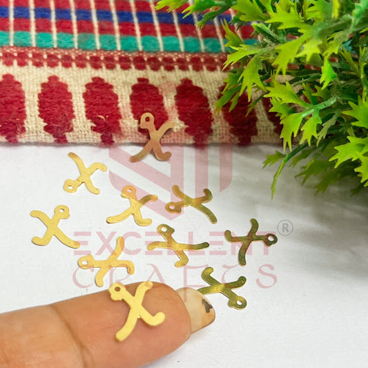 12mm Raw Brass Alphabet Charms - Letter X