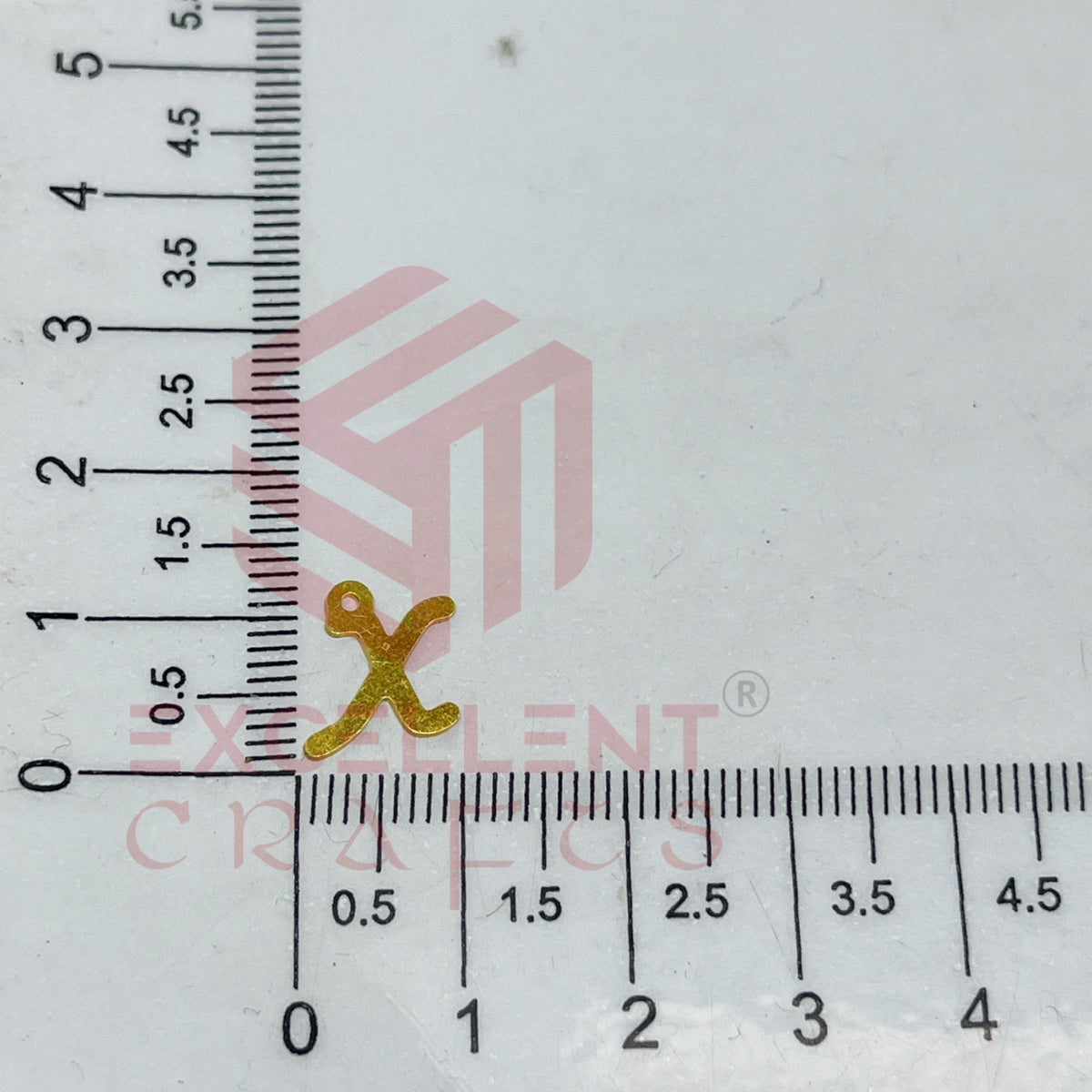12mm Raw Brass Alphabet Charms - Letter X