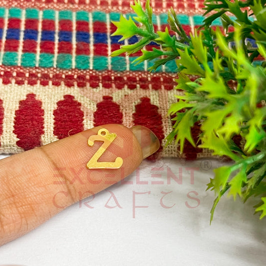 12mm Raw Brass Alphabet Charms - Letter Z