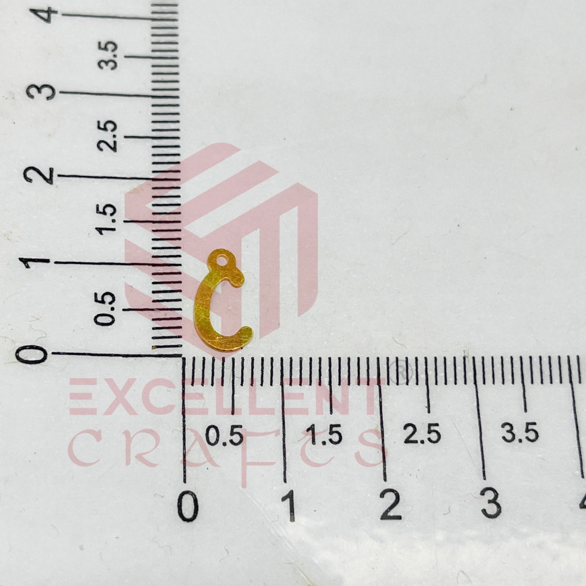 12mm Raw Brass Alphabet Charms - Letter C