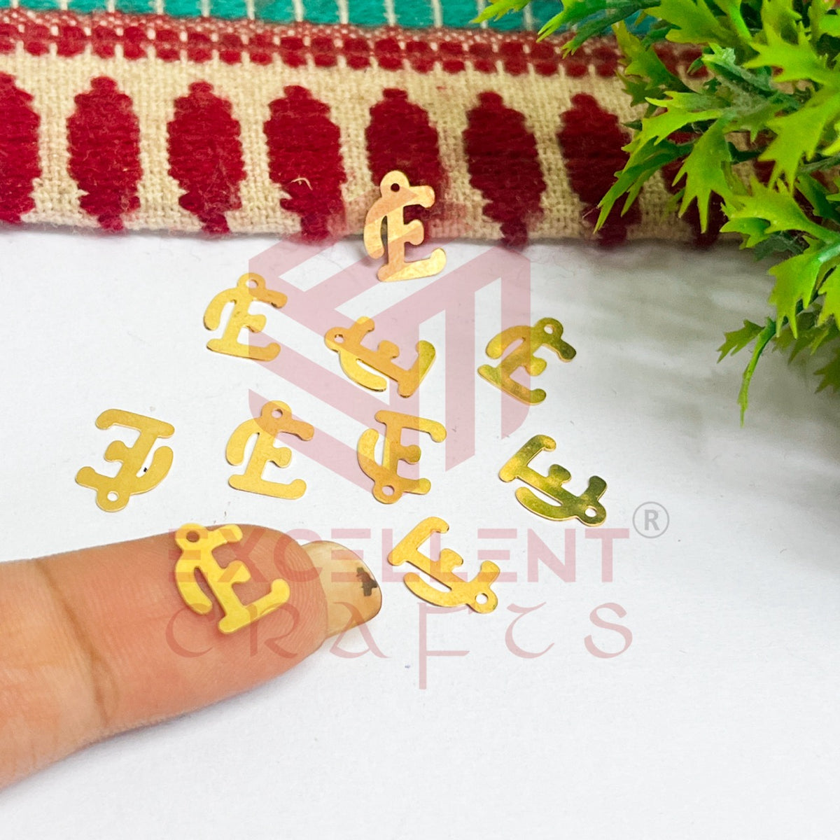 12mm Raw Brass Alphabet Charms - Letter E
