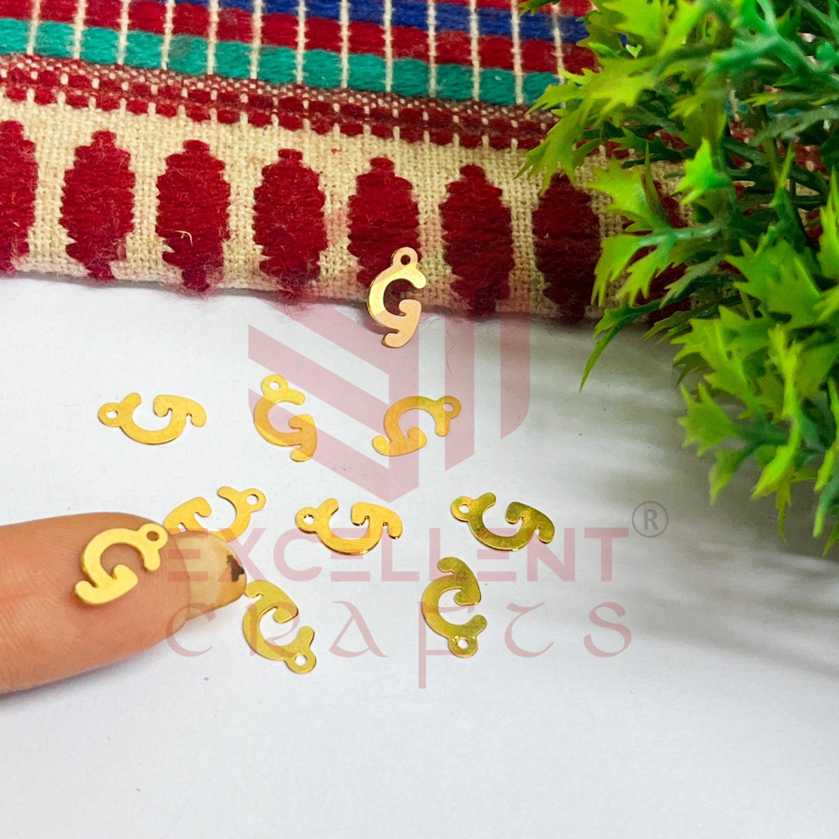 12mm Raw Brass Alphabet Charms - Letter G