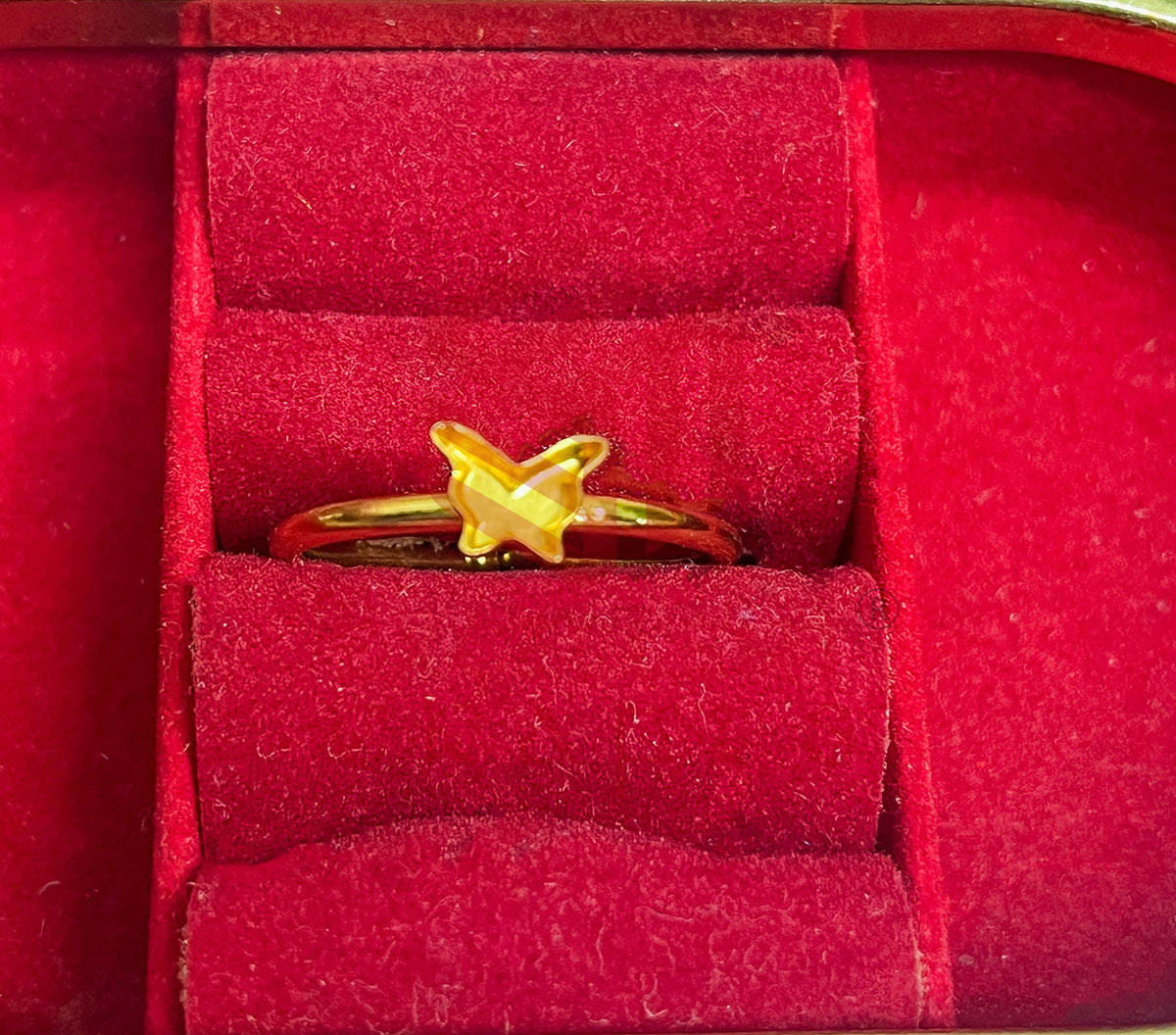 4mm Butterfly Cabochon Adjustable Brass Finger Ring