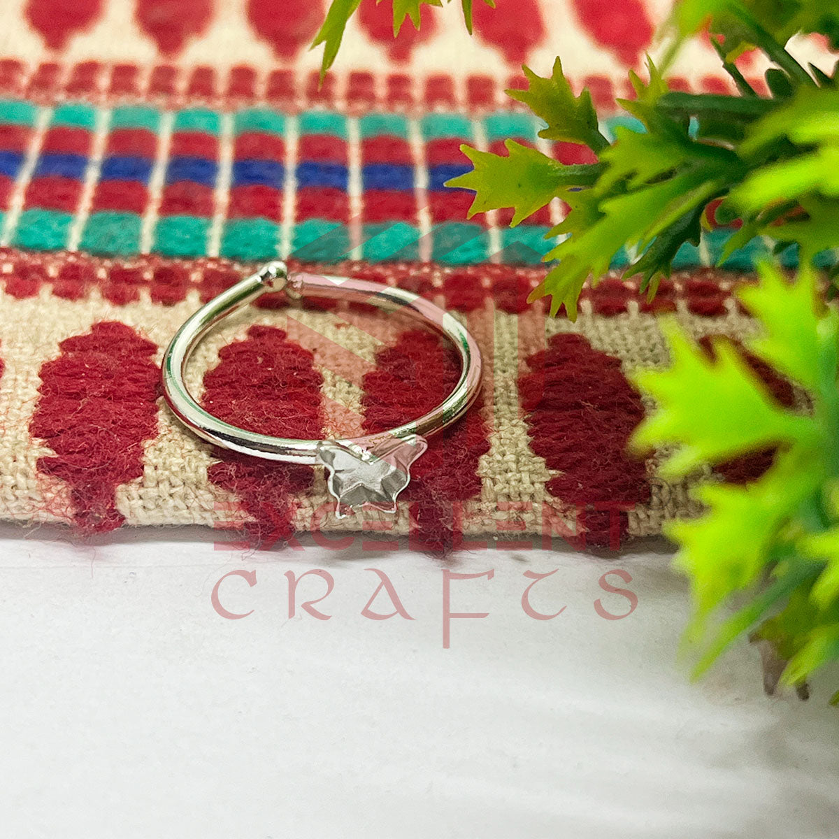 4mm Butterfly Cabochon Adjustable Brass Finger Ring