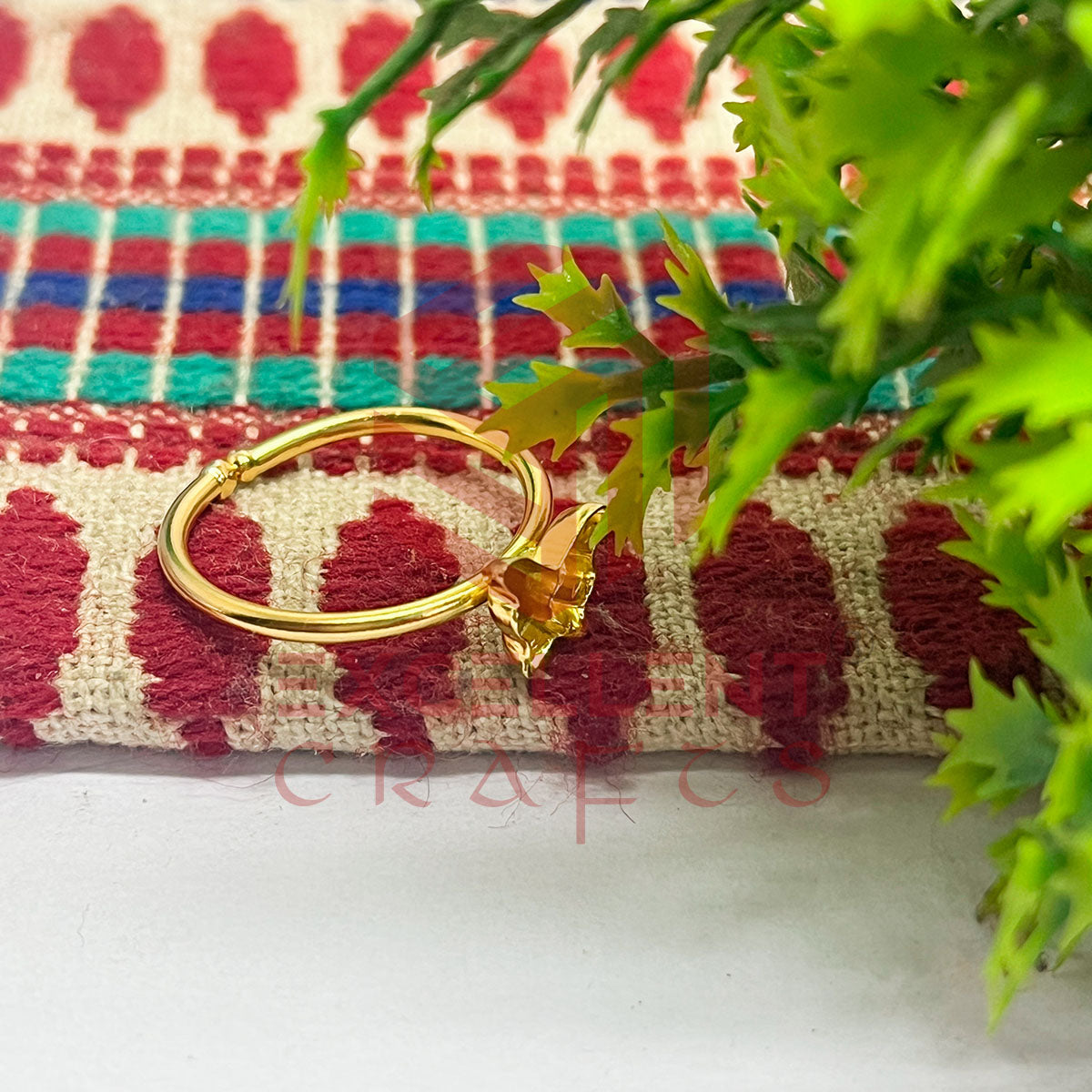 6mm Butterfly Cabochon Adjustable Brass Finger Ring