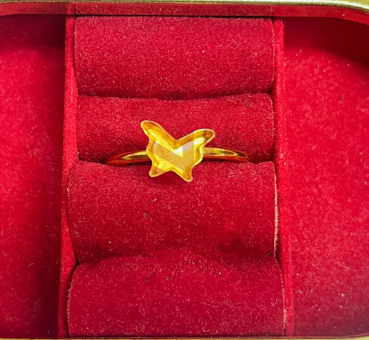 6mm Butterfly Cabochon Adjustable Brass Finger Ring