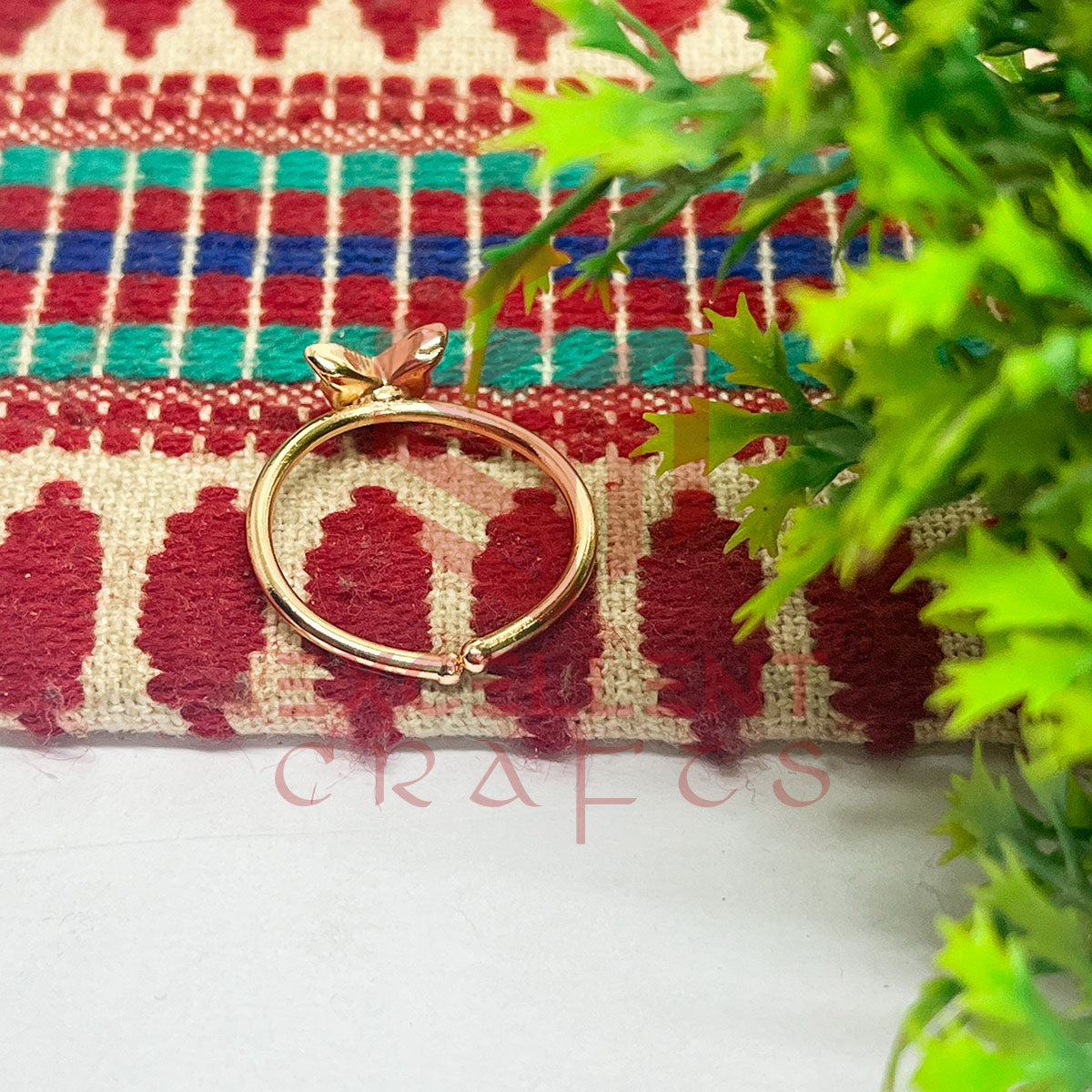 6mm Butterfly Cabochon Adjustable Brass Finger Ring
