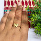 6mm Butterfly Cabochon Adjustable Brass Finger Ring