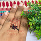 8mm Butterfly Cabochon Adjustable Brass Finger Ring