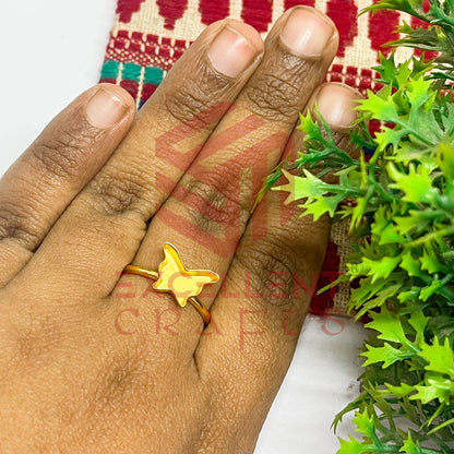 8mm Butterfly Cabochon Adjustable Brass Finger Ring