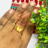 8mm Butterfly Cabochon Adjustable Brass Finger Ring