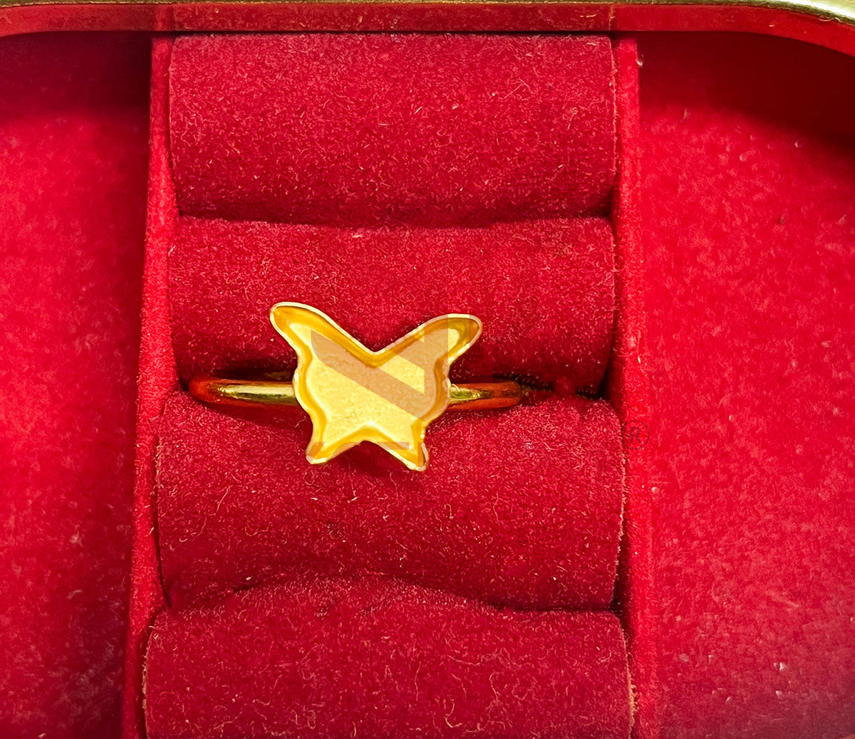 8mm Butterfly Cabochon Adjustable Brass Finger Ring