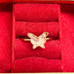 8mm Butterfly Cabochon Adjustable Brass Finger Ring