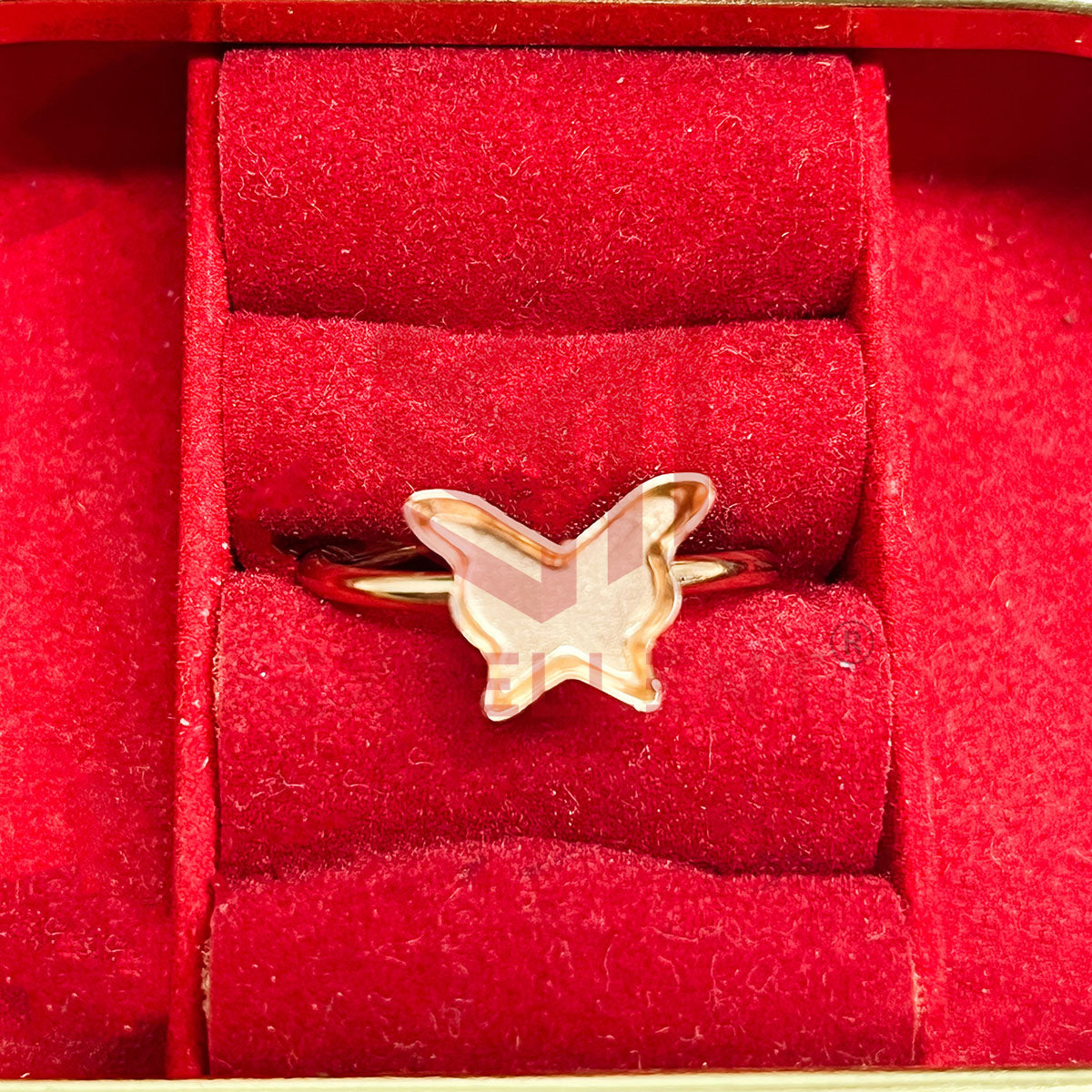 8mm Butterfly Cabochon Adjustable Brass Finger Ring