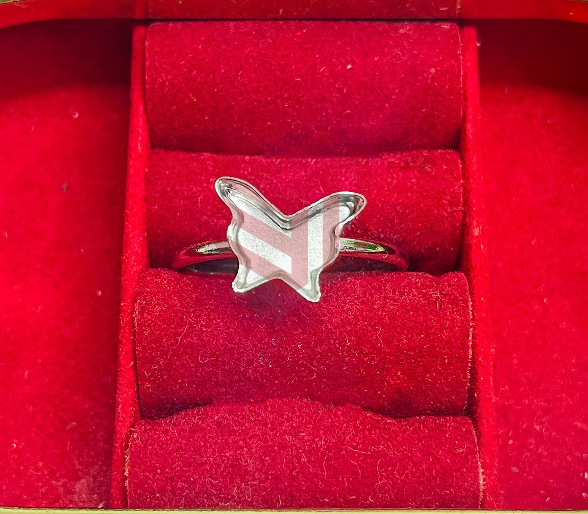 8mm Butterfly Cabochon Adjustable Brass Finger Ring