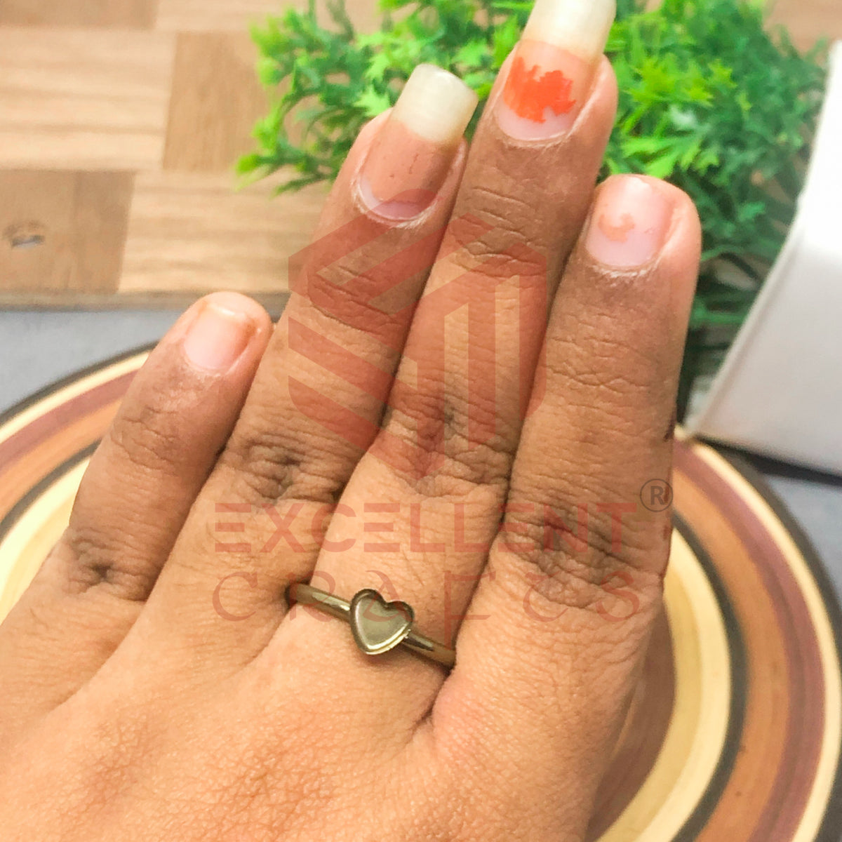 4mm Heart Cabochon Finger Ring- 1 Pc