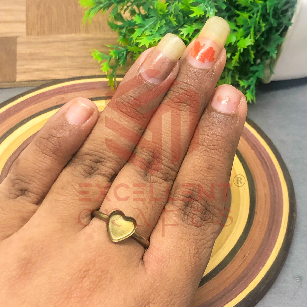 6mm Heart Cabochon Finger Ring- 1 Pc