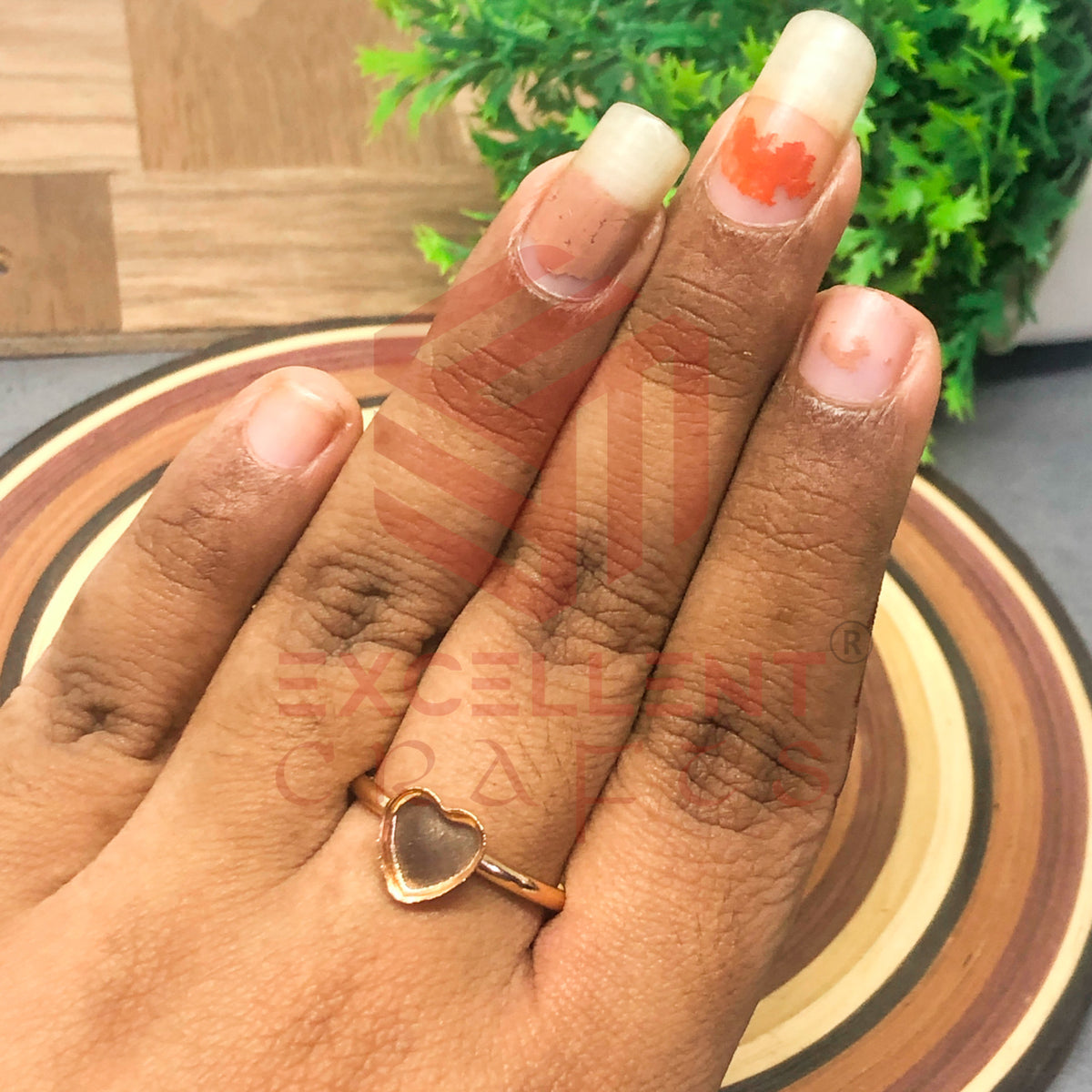 6mm Heart Cabochon Finger Ring- 1 Pc